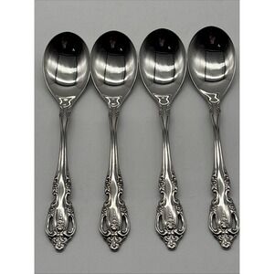4- Oneida community Brahms stainless steel flatware Dessert spoon 6" EUC